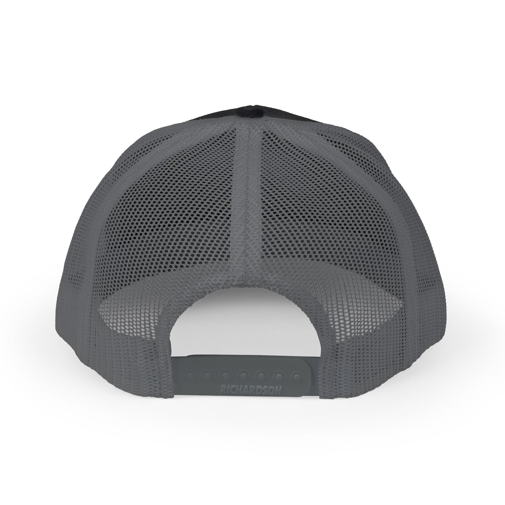 Chevron Shield Trucker Cap — Retro Red Gradient Patch Snapback