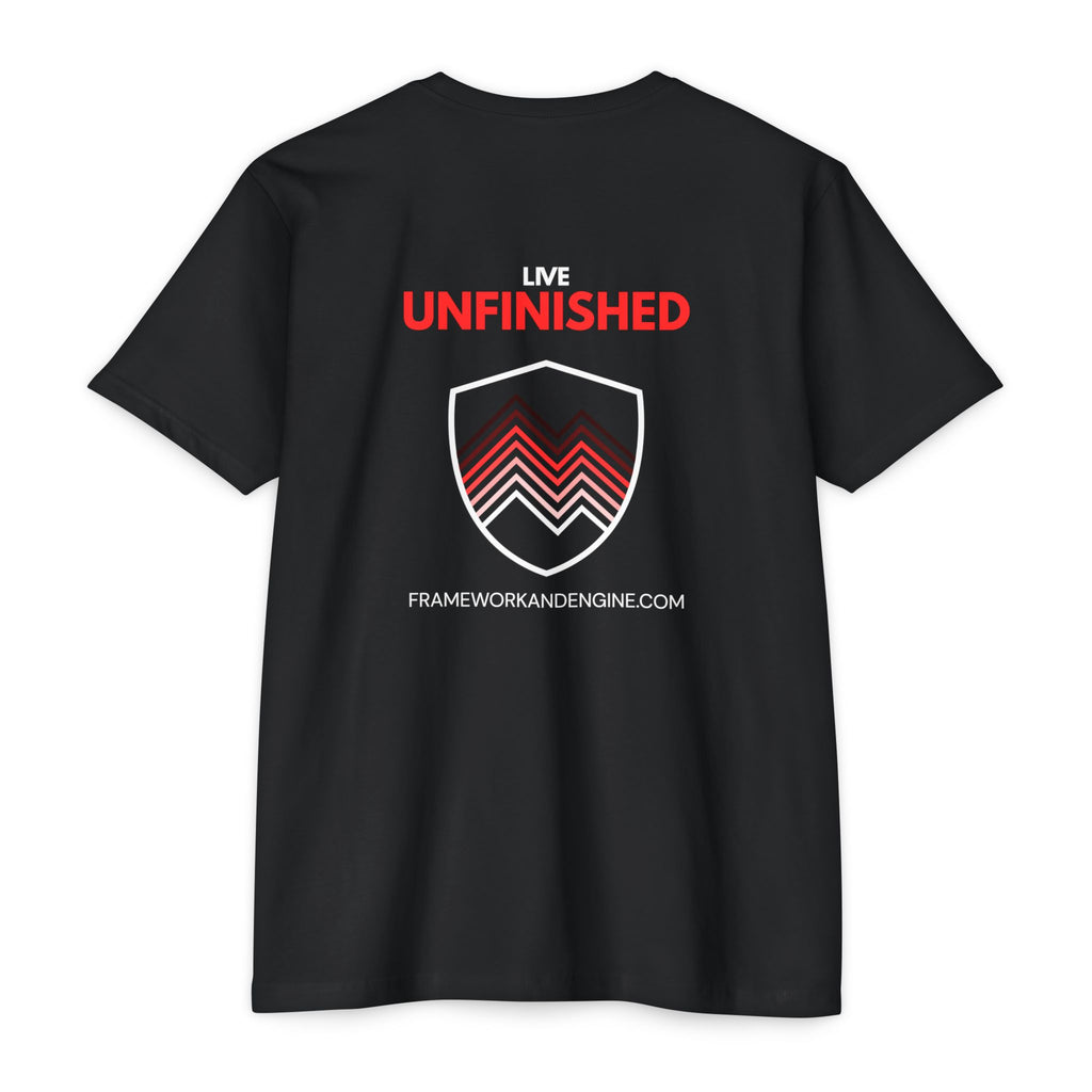 Unfinished Shield Graphic T-Shirt — Live Unfinished Logo Tee