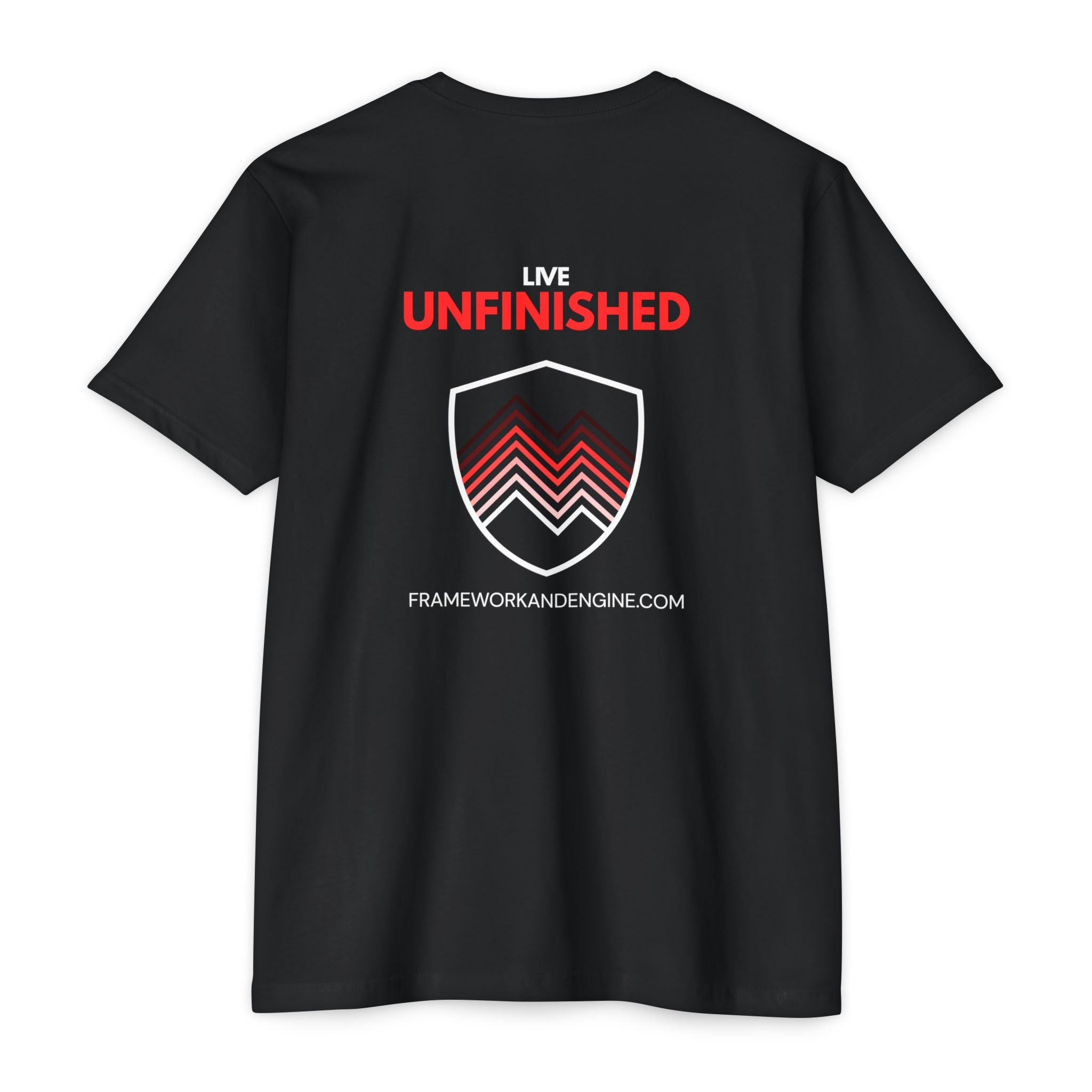 Unfinished Shield Graphic T-Shirt — Live Unfinished Logo Tee