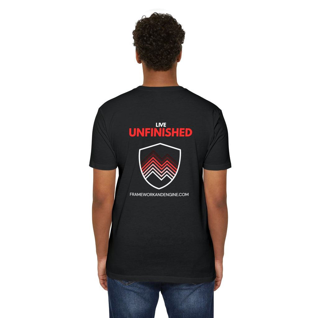Unfinished Shield Graphic T-Shirt — Live Unfinished Logo Tee