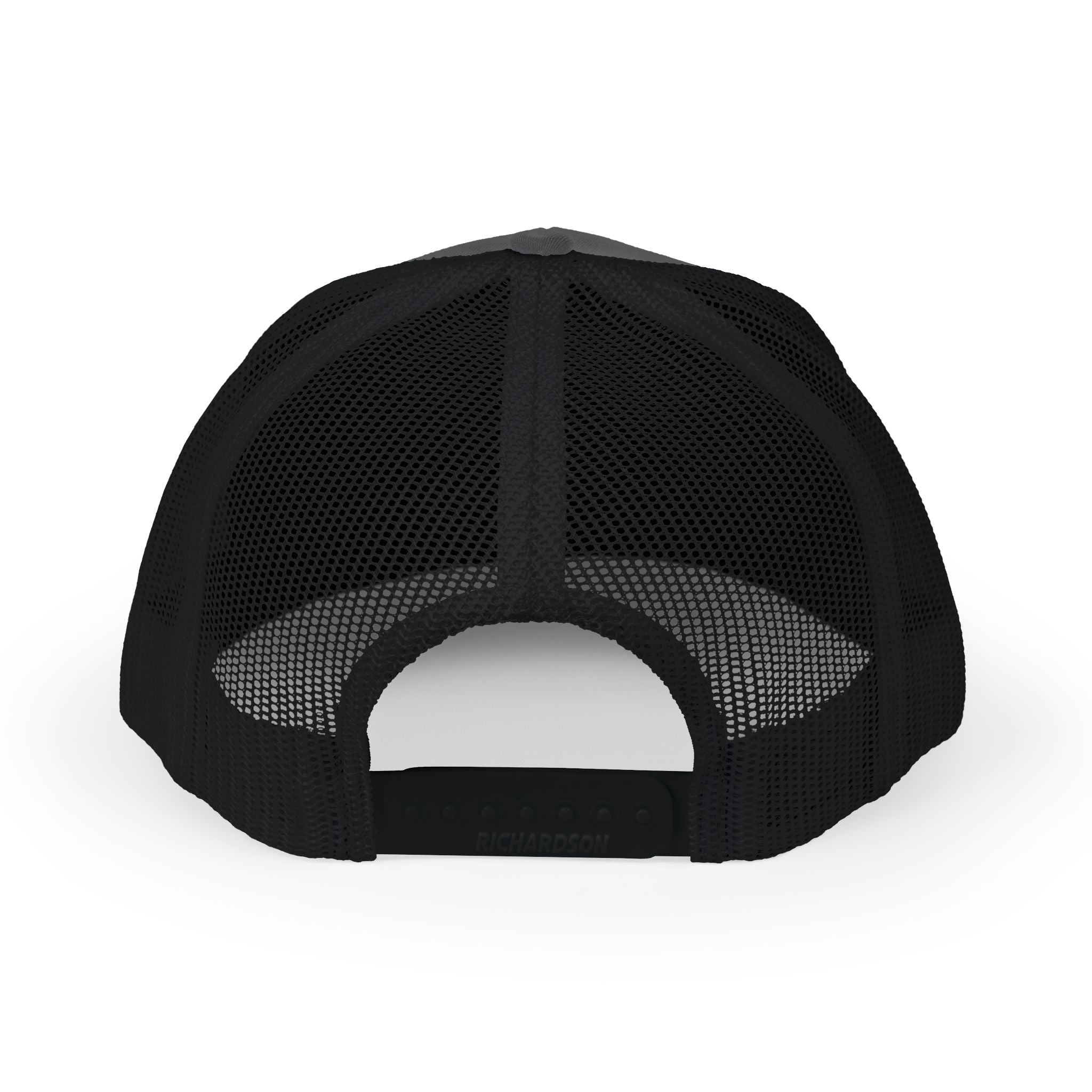 Chevron Shield Trucker Cap — Retro Red Gradient Patch Snapback
