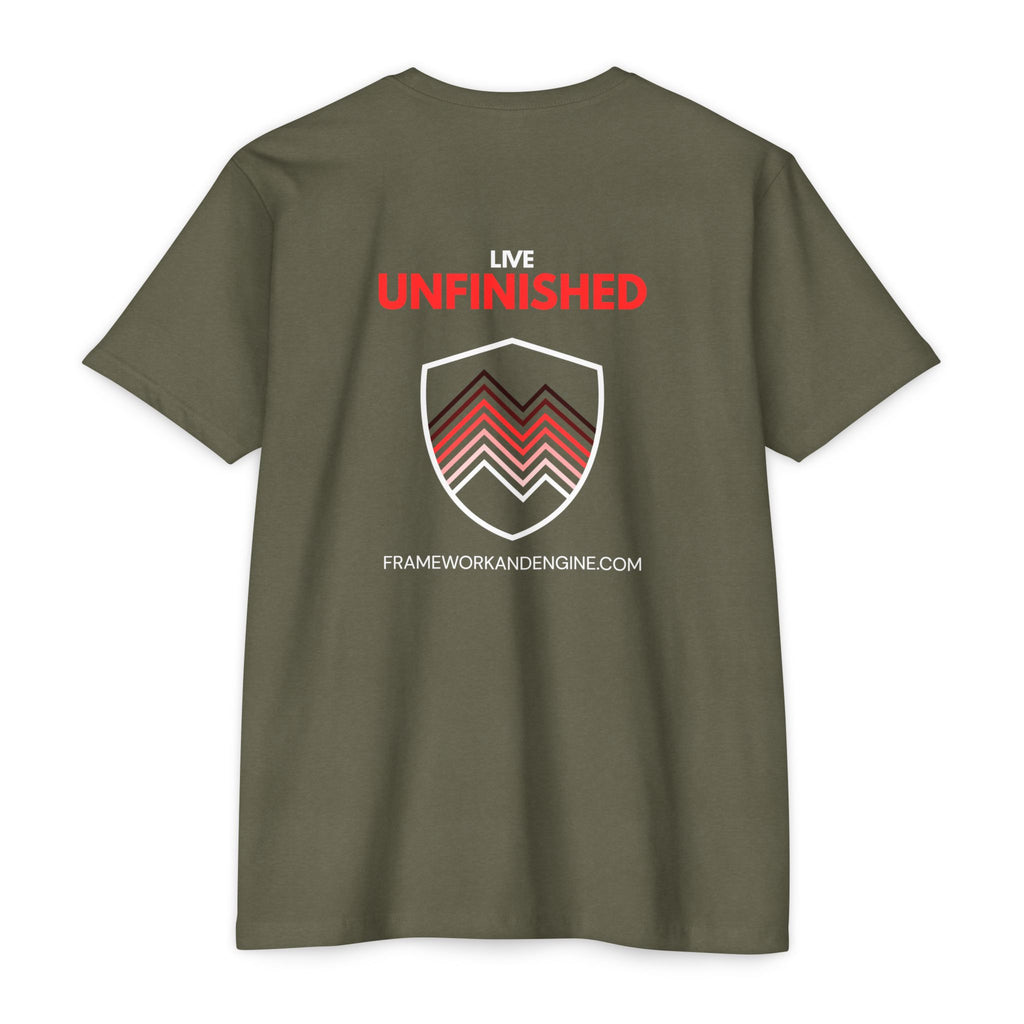 Unfinished Shield Graphic T-Shirt — Live Unfinished Logo Tee