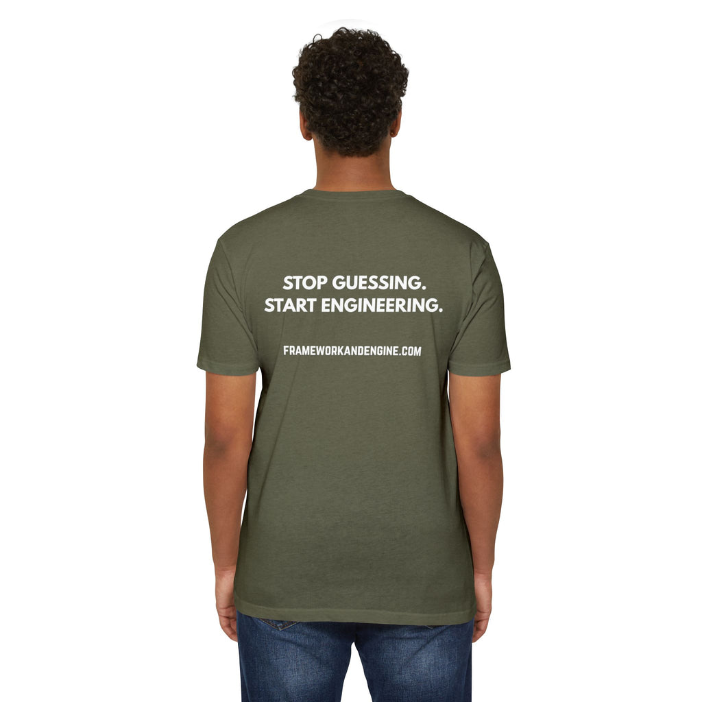 Stop Guessing. Start Engineering. T-Shirt — Motivational Engineering Tee