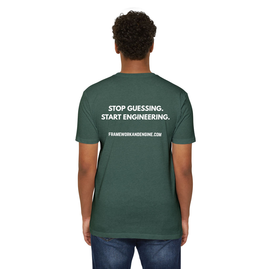 Stop Guessing. Start Engineering. T-Shirt — Motivational Engineering Tee