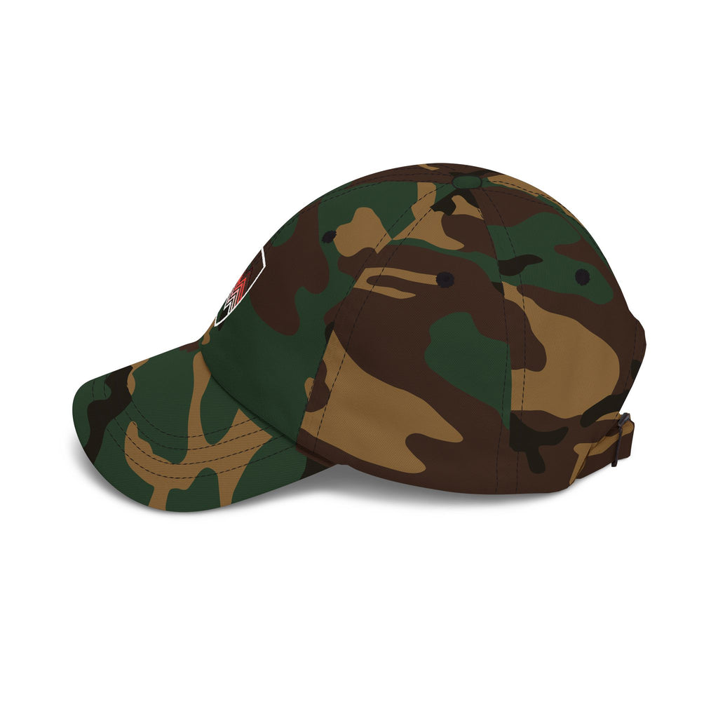 Embroidered Chevron Shield Dad Cap — Casual Tan Baseball Hat