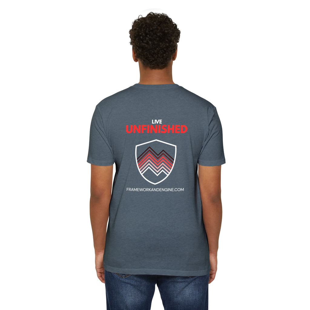 Unfinished Shield Graphic T-Shirt — Live Unfinished Logo Tee