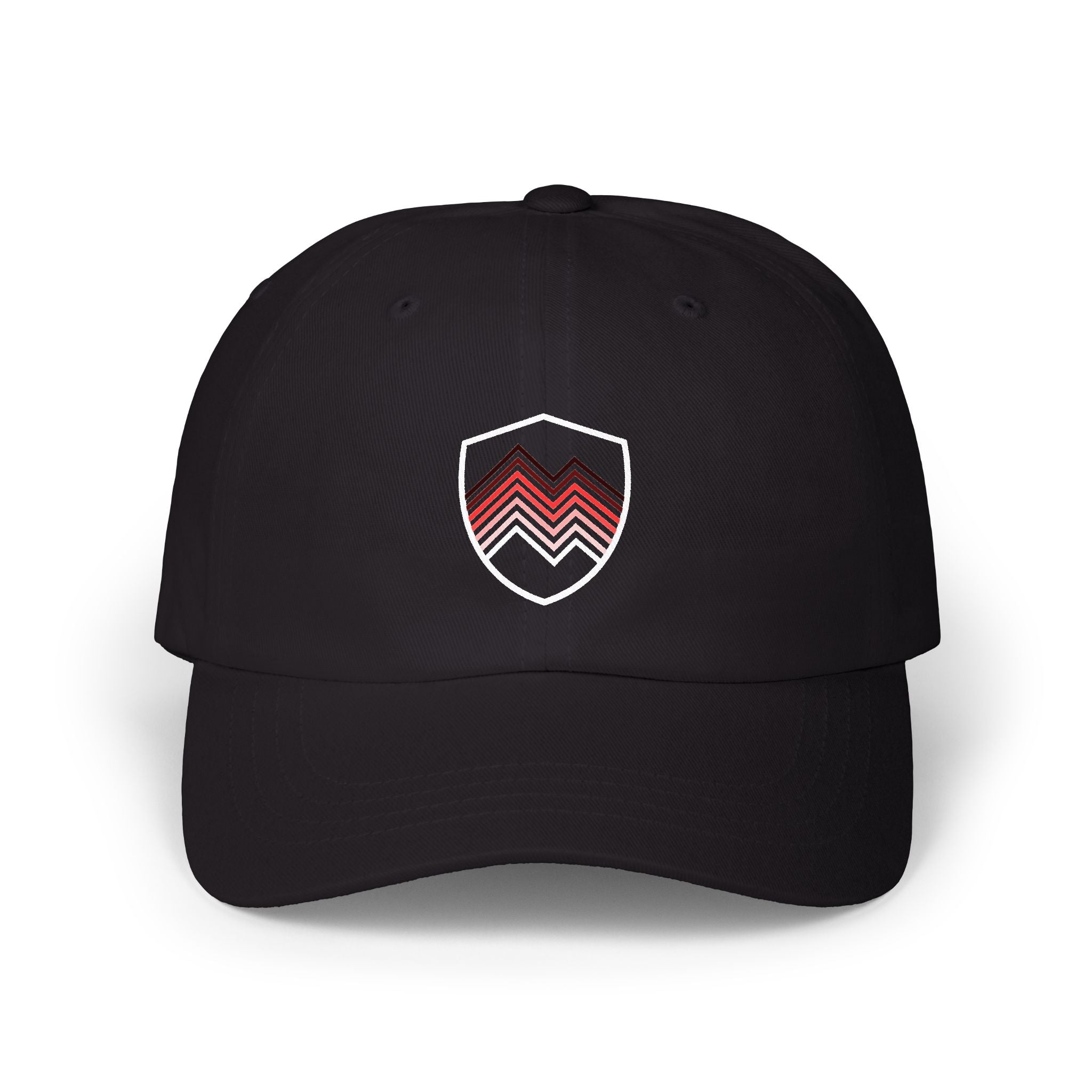 Embroidered Chevron Shield Dad Cap — Casual Tan Baseball Hat